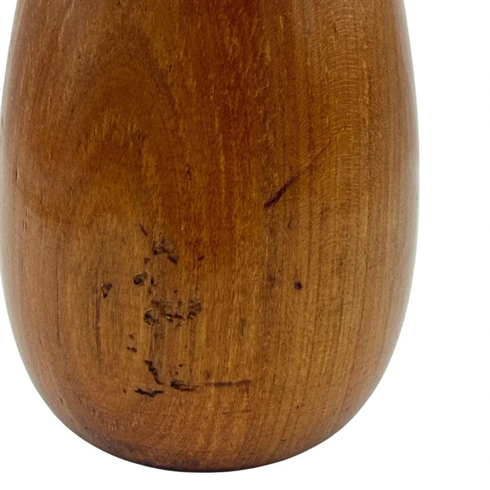 Vintage MCM Turned Wood Bud Vase Weed Pot Danish Modern 7.75